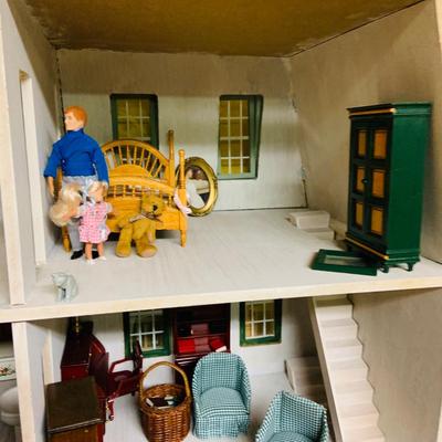 LOT 274: Beautiful Victorian Style Doll House Loaded with Accessories Blue and Red Children’s Desk