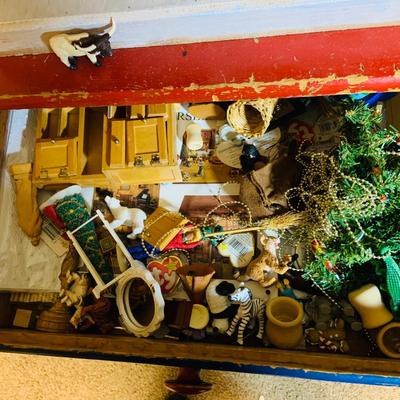 LOT 274: Beautiful Victorian Style Doll House Loaded with Accessories Blue and Red Children’s Desk