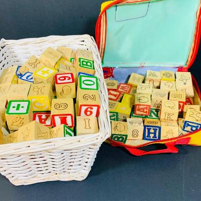 LOT 278: Early Childhood Educational Toys Featuring Wooden Alphabet Blocks, Building Blocks, Mini Curves Puzzle