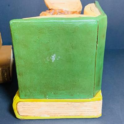 LOT 282: Who Knew - Set of Two (2) Ann’a Original 1975 Chalk Ware Professor Owl Book Ends by Dan Hughes and a Collection of “World’s...