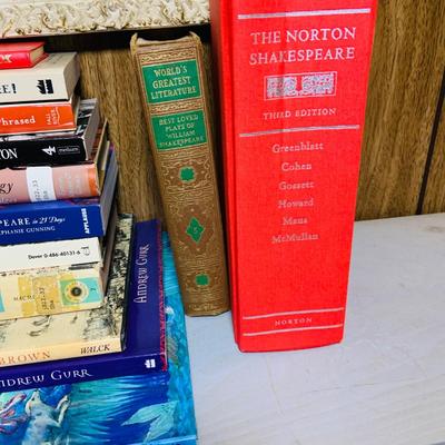 LOT 283: William Shakespeare Collection Including Books, Framed Poster and Lamp