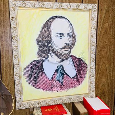 LOT 283: William Shakespeare Collection Including Books, Framed Poster and Lamp