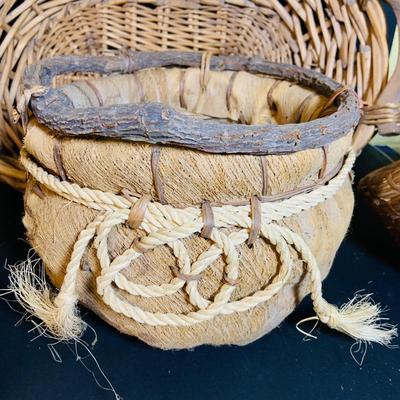 LOT 284: Bee-utful Rustic Collection of Bee Inspired Baskets, Plushes, Honey Pot, Woven Hive and Much More