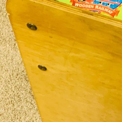 LOT 285: Thomas & Friends Wood Train Table with Drawer and Plastic Road Set