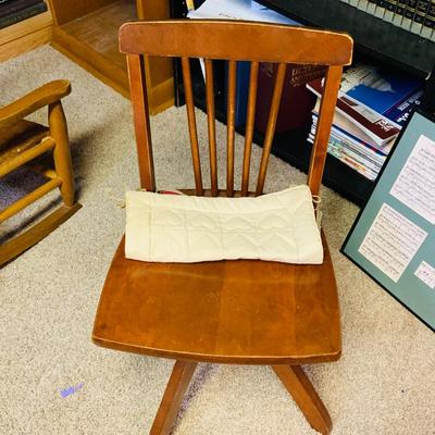 LOT 292: All Sizes of Wooden Rockers - Antique Wooden Rocking Char, Two Children’s Rocking Chairs and Child’s Size Desk Chair