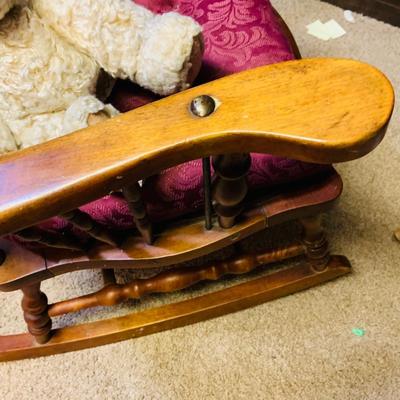 LOT 292: All Sizes of Wooden Rockers - Antique Wooden Rocking Char, Two Children’s Rocking Chairs and Child’s Size Desk Chair