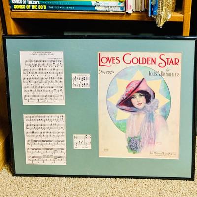 LOT 295: Collection of Book on Music, Sheet Music and Framed Vintage Sheet Music