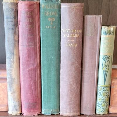 LOT 302: Six Assorted Vintage Hard Back Books - Bottom Book with Handwritten Note Inside Cover