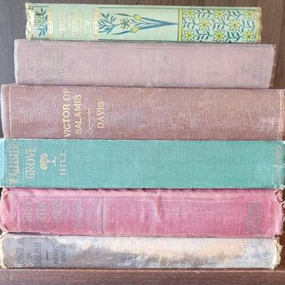LOT 302: Six Assorted Vintage Hard Back Books - Bottom Book with Handwritten Note Inside Cover