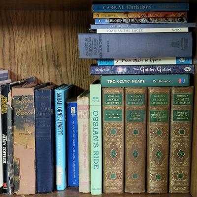 LOT 310: Two Bookshelf Rows of Assortment of Christian Books