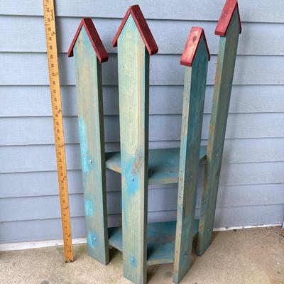 LOT 314: Gardener / Outdoor Collection - Wooden Rack / Shelf with Shovel, Garden Tools and Croquet Set