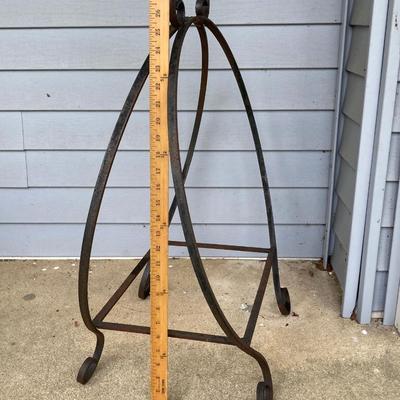 LOT 317: Metal Circular Firewood / Log Storage Rack and Painted Black Coal/Ash Bucket with Handle
