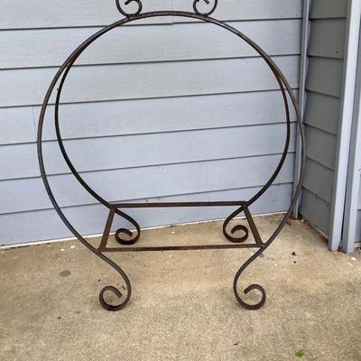 LOT 317: Metal Circular Firewood / Log Storage Rack and Painted Black Coal/Ash Bucket with Handle