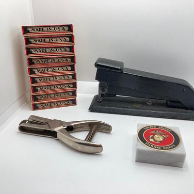 LOT 320: Vintage Collection - Bostitch Stapler and Staples, Door Knobs, Cabinet Hardware, Pedometer, Velvet Wall Covering and Much More