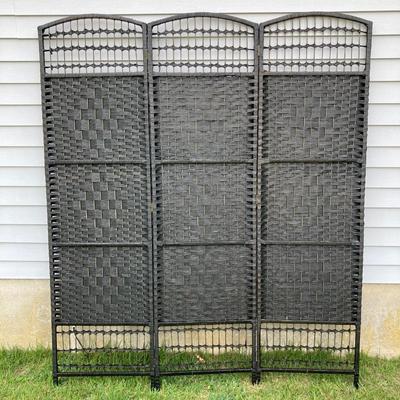 LOT 324: Black Woven Style 3 Panel Room Divider