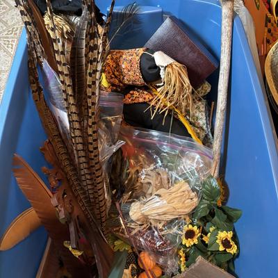 LOT 335: Large Collection of Fall Decor, Costumes. Straw Hats, Pilgrims and so much more