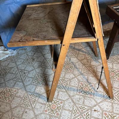 LOT 339: Vintage Children" Desk & Chalkboard, Erector Set Box, Pink Metal Stove along with 4 Children's Books