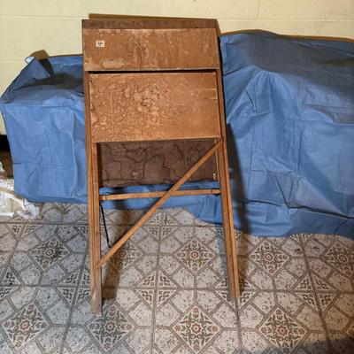 LOT 339: Vintage Children" Desk & Chalkboard, Erector Set Box, Pink Metal Stove along with 4 Children's Books