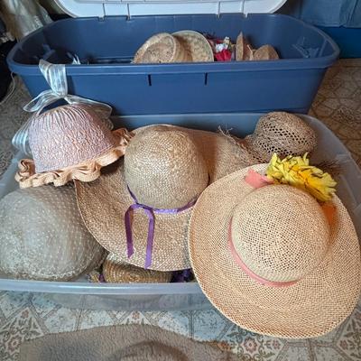 LOT 340: Straw Hat & More Collection: Many Shapes & Styles Great for Stage Props or Playtime