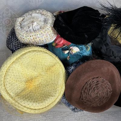 LOT 345: Vintage & Stylish Hats: Great Stage Props! Hat Collecting! Playtime! or Even a Tea Party!