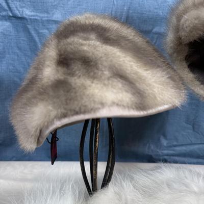 LOT 348: K.A. Vita Pelt Corp. Fur Collar & Cuffs (1962), W. Trumbore, Germantown PA Fur Hat along w/an Unmarked Silver Fur Hat