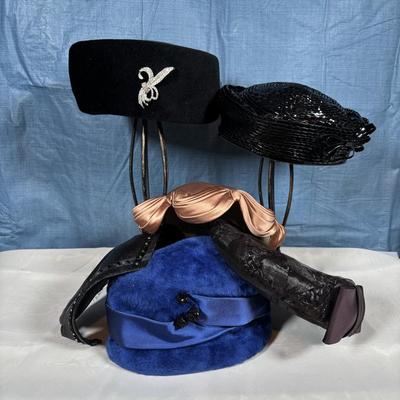 LOT 351: Ladies Vintage Hat Collection: E. Chard Doerr of Vineland NJ, Peach Bloom Velour, Annette Millinery and Duchess