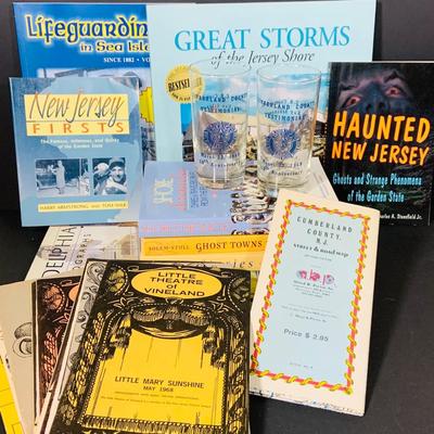 LOT 352: South Jersey Memorabilia Including Book, Vintage Little Theater of Vineland Playbills, Cumberland Co American Legion Glasses...