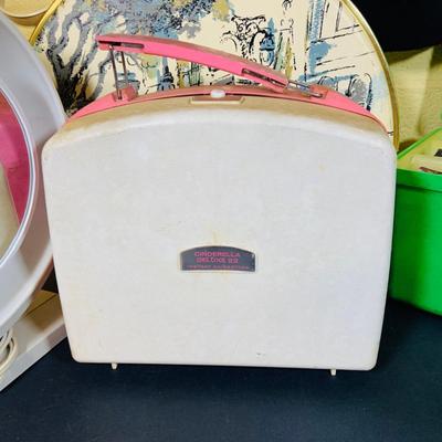 LOT: Vintage Mary Kay Red Jacket and Black Skirt by Brookhurst, Mary Kay Case,Vintage Cinderella Hot Rollers, Curlers, Mid Century Style...