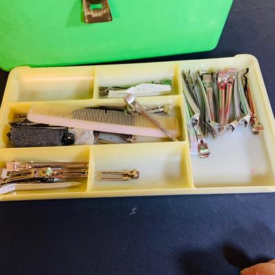 LOT: Vintage Mary Kay Red Jacket and Black Skirt by Brookhurst, Mary Kay Case,Vintage Cinderella Hot Rollers, Curlers, Mid Century Style...