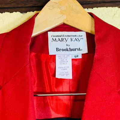 LOT: Vintage Mary Kay Red Jacket and Black Skirt by Brookhurst, Mary Kay Case,Vintage Cinderella Hot Rollers, Curlers, Mid Century Style...