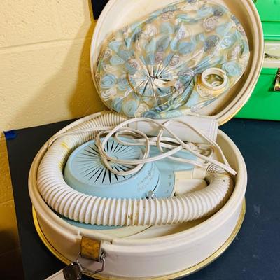 LOT: Vintage Mary Kay Red Jacket and Black Skirt by Brookhurst, Mary Kay Case,Vintage Cinderella Hot Rollers, Curlers, Mid Century Style...