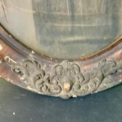 LOT 368: Set of Two Antique Oval Wood Frame with Convex Bubble Glass Photographic Portraits