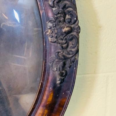 LOT 368: Set of Two Antique Oval Wood Frame with Convex Bubble Glass Photographic Portraits