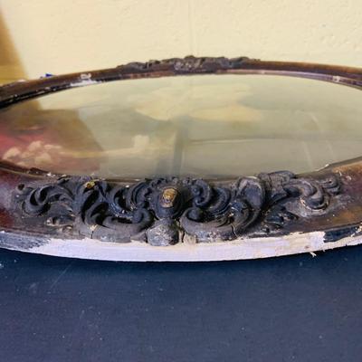 LOT 368: Set of Two Antique Oval Wood Frame with Convex Bubble Glass Photographic Portraits