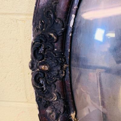 LOT 368: Set of Two Antique Oval Wood Frame with Convex Bubble Glass Photographic Portraits