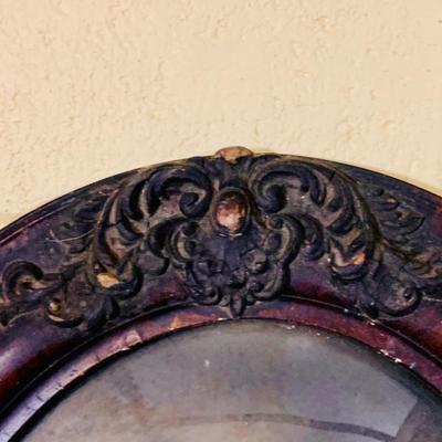 LOT 368: Set of Two Antique Oval Wood Frame with Convex Bubble Glass Photographic Portraits