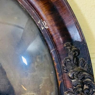 LOT 368: Set of Two Antique Oval Wood Frame with Convex Bubble Glass Photographic Portraits