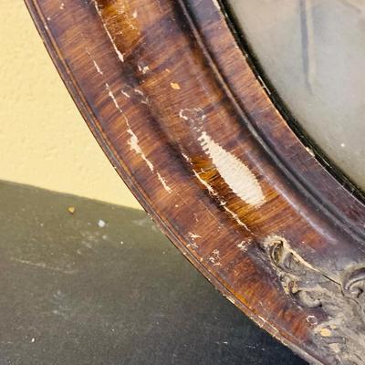 LOT 368: Set of Two Antique Oval Wood Frame with Convex Bubble Glass Photographic Portraits