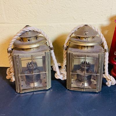 LOT 370: Collection of Oil Burning Lamps/Lanterns Including a Two Ship’s Lamps and Rail Road Lanterns
