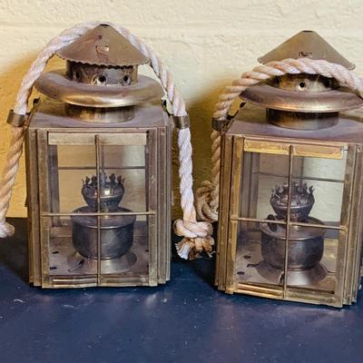 LOT 370: Collection of Oil Burning Lamps/Lanterns Including a Two Ship’s Lamps and Rail Road Lanterns