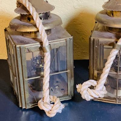 LOT 370: Collection of Oil Burning Lamps/Lanterns Including a Two Ship’s Lamps and Rail Road Lanterns