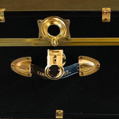 LOT 373: Vintage Black Steamer Trunk Full of Hats and Scarfs