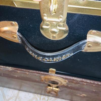 LOT 373: Vintage Black Steamer Trunk Full of Hats and Scarfs