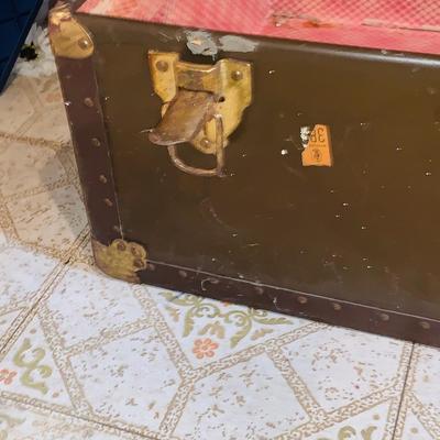 LOT 374: Vintage Brown Steamer Trunk