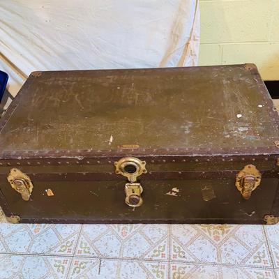 LOT 374: Vintage Brown Steamer Trunk
