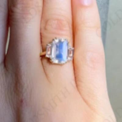 Emerald Cut Moonstone & Morganite Ring
