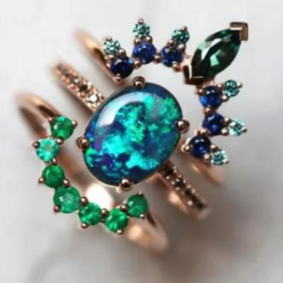 Peacock Opal & Moissanite Set
