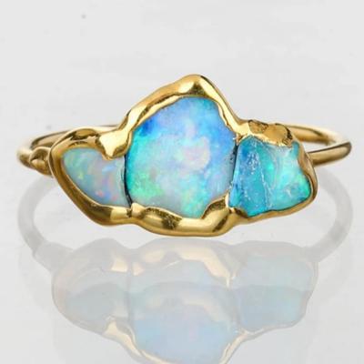 Triple Natural Raw Opal Ring