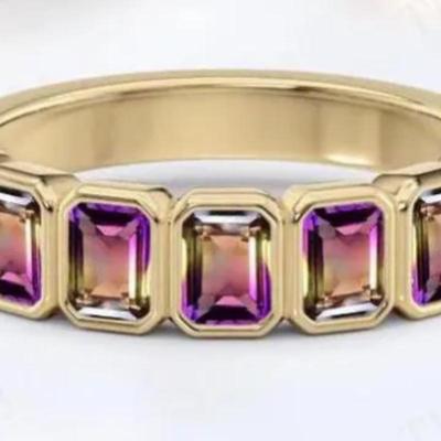 Natural Ametrine Half Eternity Band