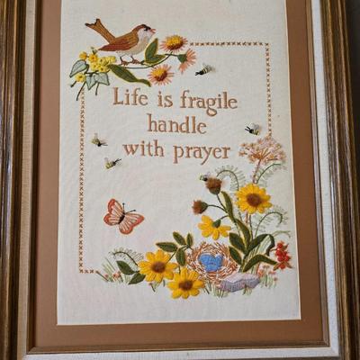 Inspirational Decor & Church Memorabilia Lot – Framed Quote, Commemorative Plate & Accents